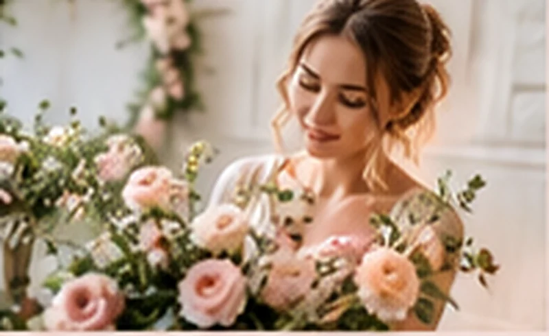 Florystka z romantycznym bukietem róż i zieleni